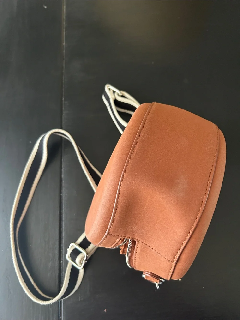 Universal Thread Round Brown Crossbody Bag with Black Adjustable Strap